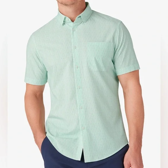 Mizzen+Main Leeward Shirt Men’s Medium Neptune Saguaro Green Stretch Classic Fit - Picture 1 of 11